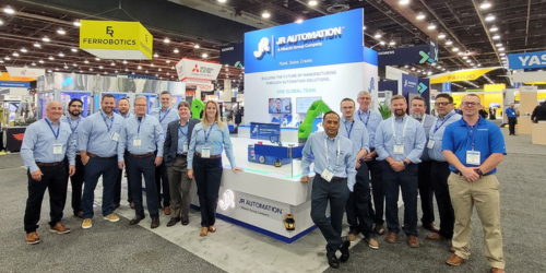 JR Automation team in booth at Automate Show
